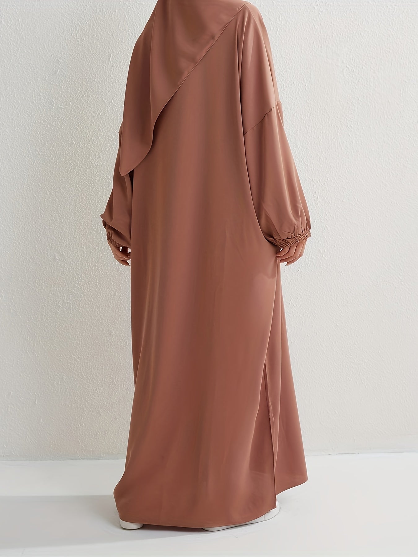  Casual Abaya Dress Women's Plus Solid Drop Shoulder Loose Fit Maxi Dre