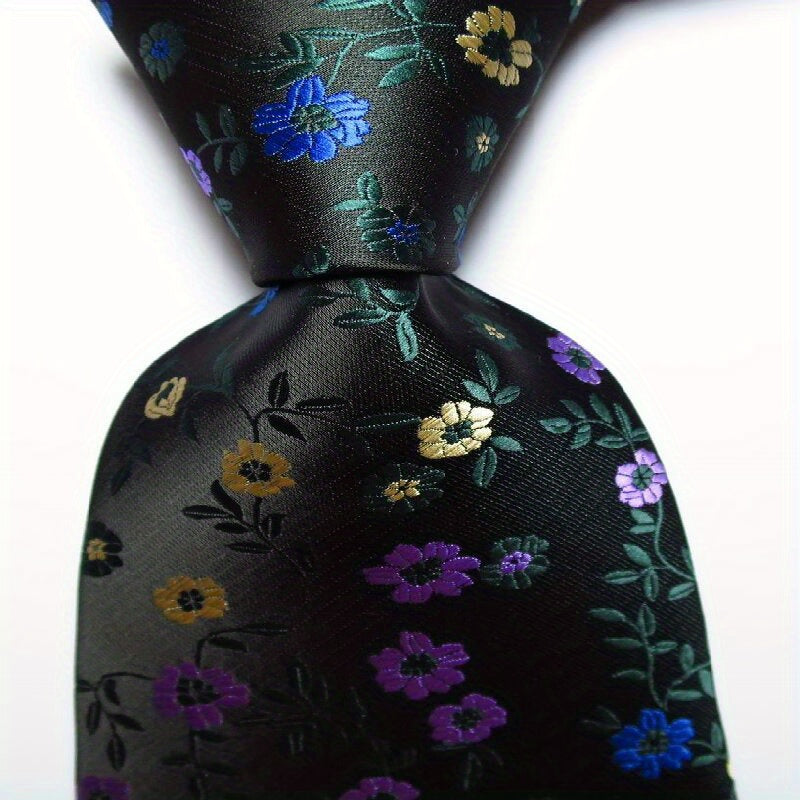Flower Tie Men's Necktie Set Pink Red Green Jacquard Woven Tie