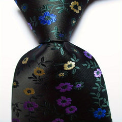Flower Tie Men's Necktie Set Pink Red Green Jacquard Woven Tie