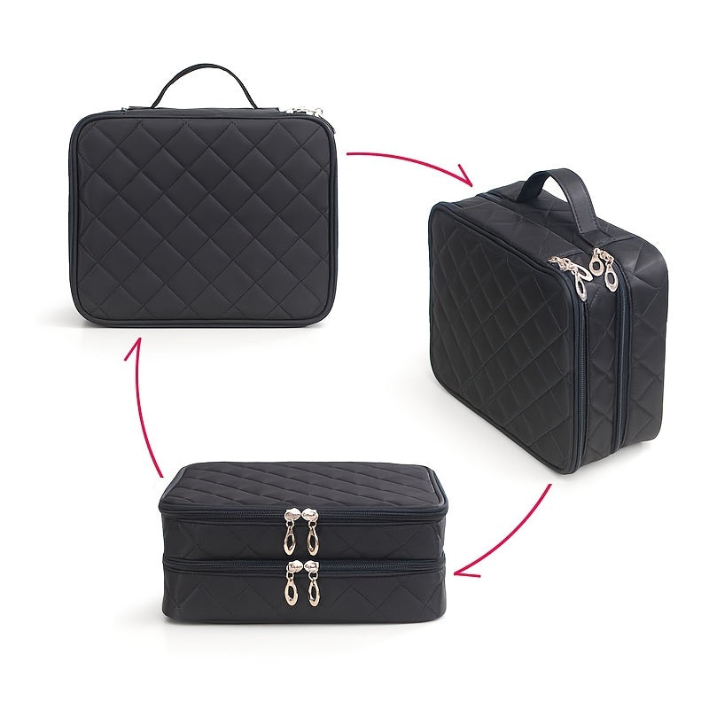 Waterproof Makeup Bag for Women Double Layer Large Capacity Cosmetic Case