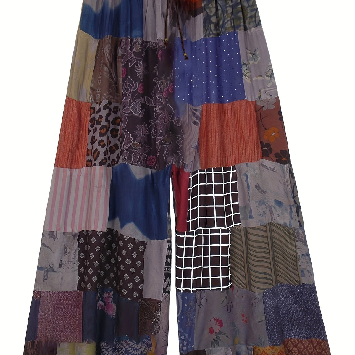 Hippie Patchwork Wide Leg Pants for Women