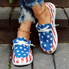 Women's Star Graphic & Striped Canvas Shoes Lightweight Sneakers