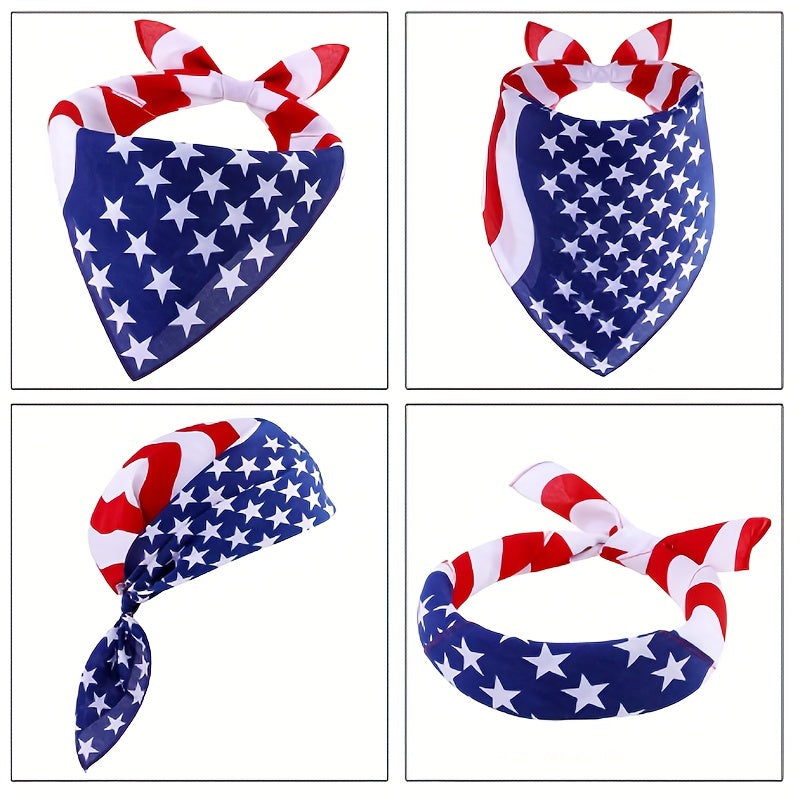 Cotton Sport Pocket Square Headscarf American Flag Print Headband Bandana