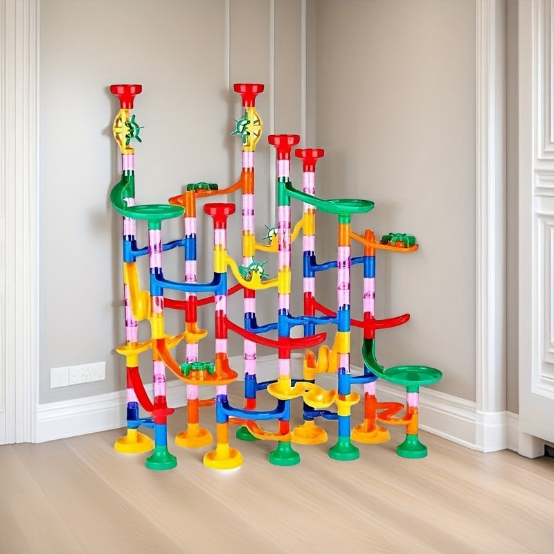 Colorful Marble Run Toy Blocks Rotating Slides & Ramps for Kids