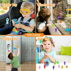 45pcs Mini Monster Suction Cup Toys Stress Relief Window Bath Toys