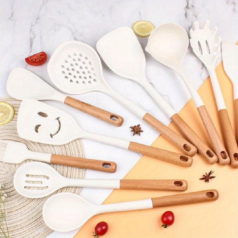 Silicone Cooking Tools Set Non Stick Spatula Soup Spoon Baking Utensils