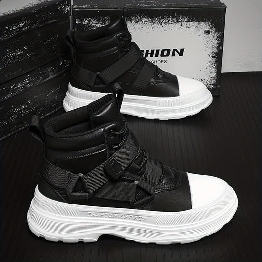 Men's Lace up Boots Casual Walking Shoes With Buckle