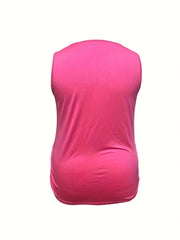  Solid Round Neck Ruched Tank Top