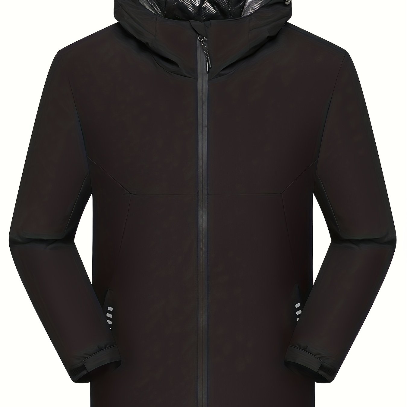  Colorblock Long Sleeve Zip Up Hooded Winter Jacket