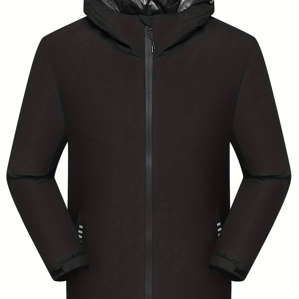  Colorblock Long Sleeve Zip Up Hooded Winter Jacket