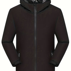  Colorblock Long Sleeve Zip Up Hooded Winter Jacket