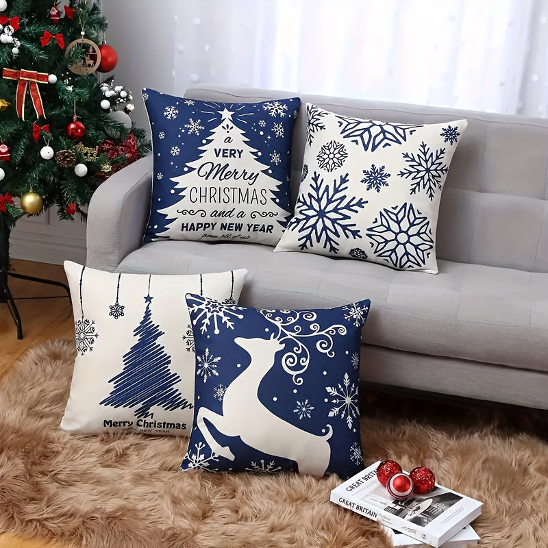 Christmas Snowflake Elk Cushion Cover for Home Decoration