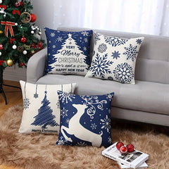 Christmas Snowflake Elk Cushion Cover for Home Decoration