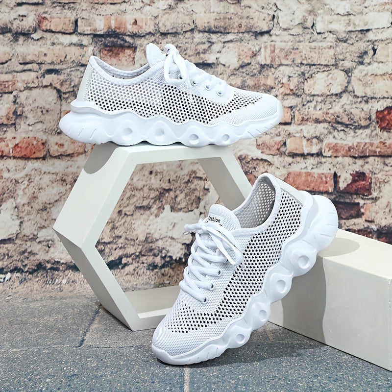Women's Mesh Sneakers Lace Up Running Shoes Lightweight Hollow Out Shoes