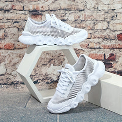 Women's Mesh Sneakers Lace Up Running Shoes Lightweight Hollow Out Shoes