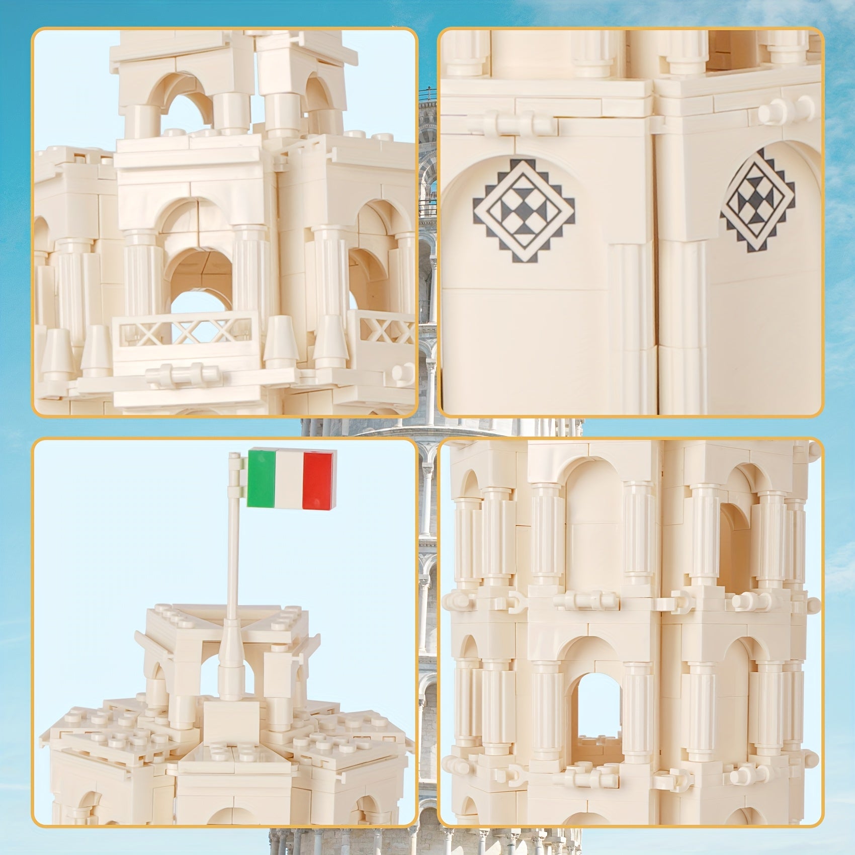 Leaning Tower of Pisa Building Block Model Roman Style Brick Sets
