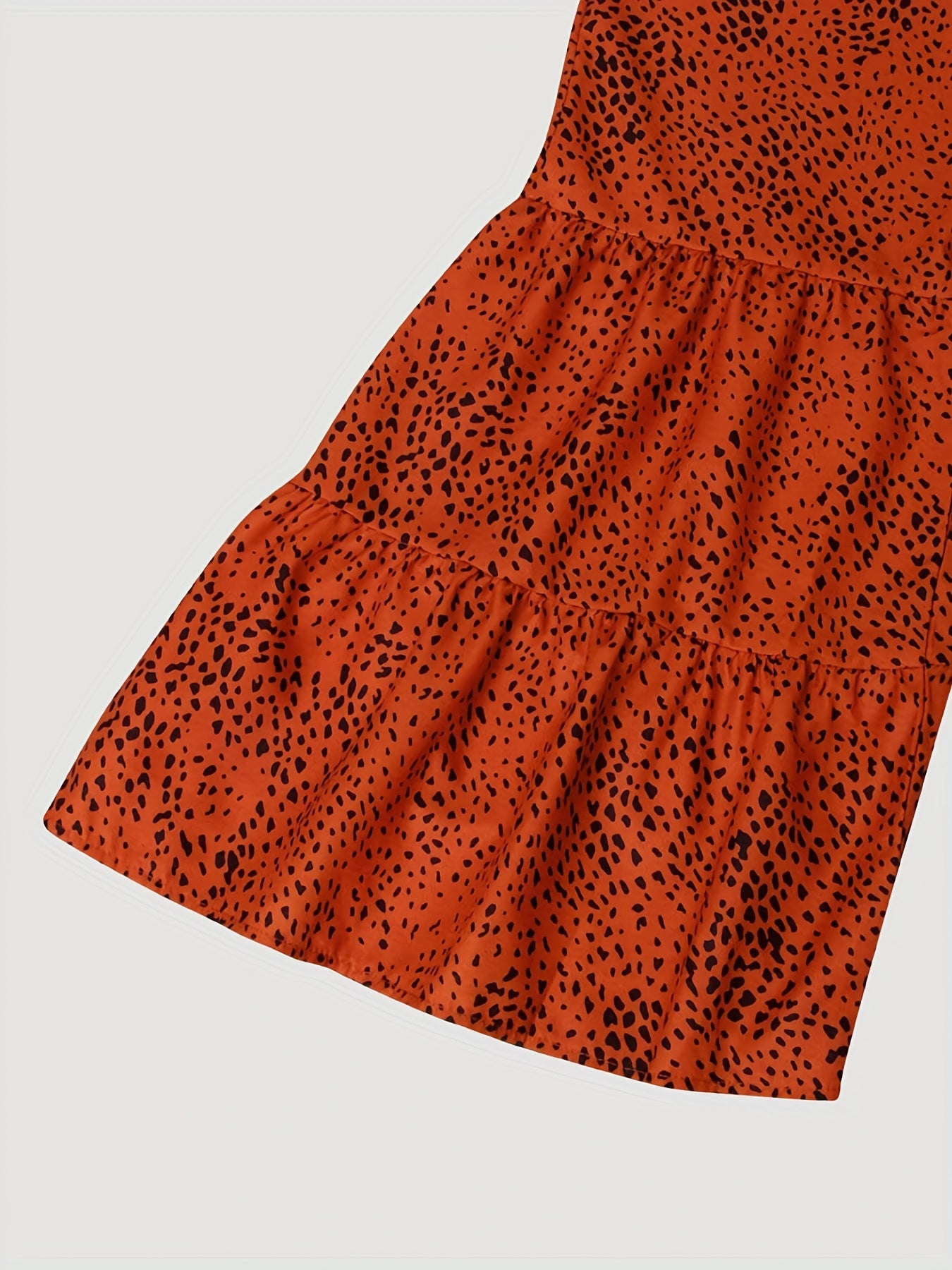 Women's Plus Leopard Print Elastic Ruffle Trim Flared Leg Trousers