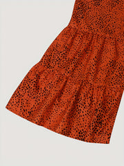 Women's Plus Leopard Print Elastic Ruffle Trim Flared Leg Trousers