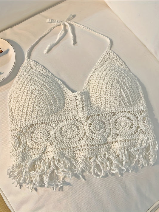 Tassels Crochet Halter Top for Vacation Beach