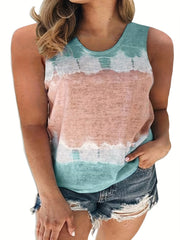  Tie Dye Round Neck Tank Top