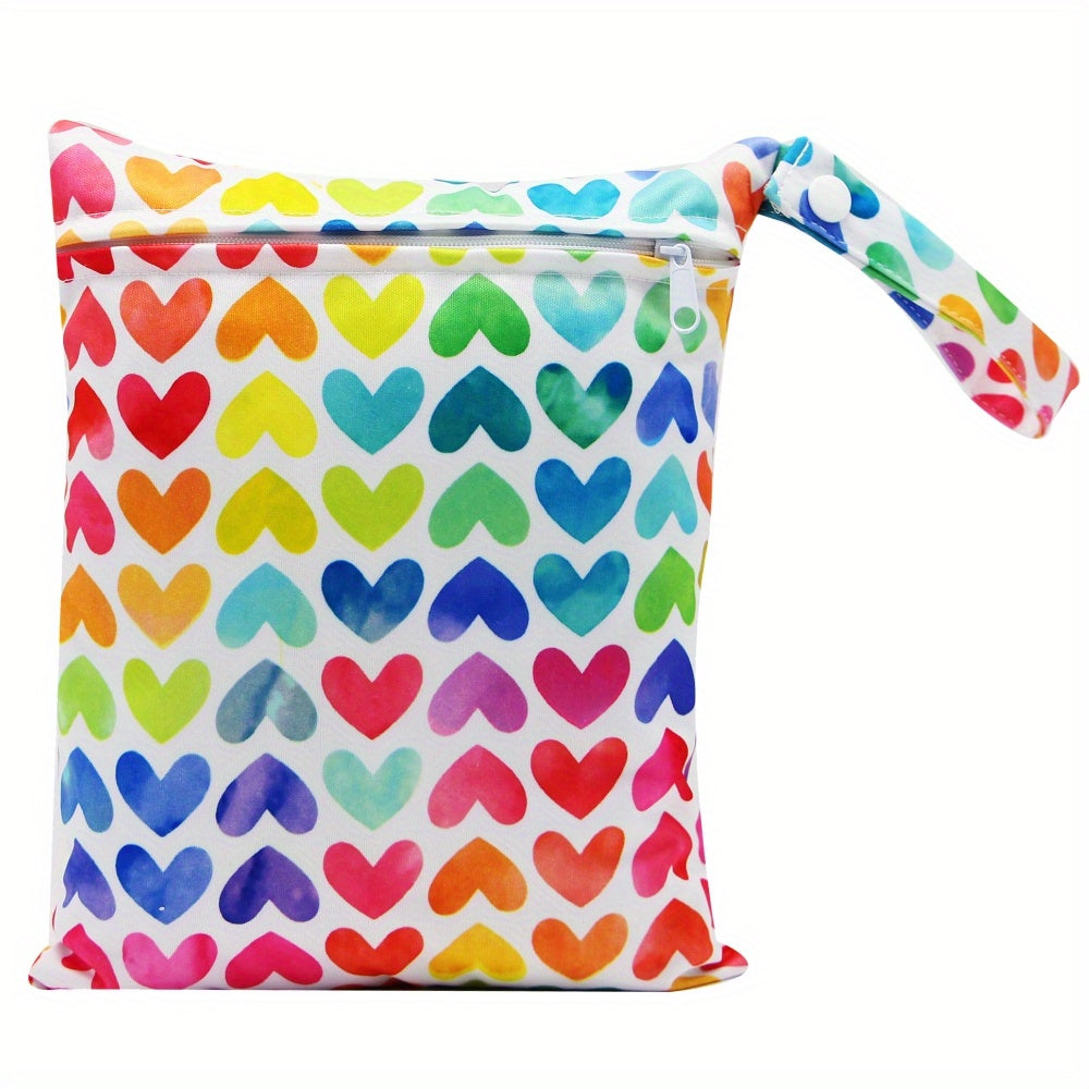 Colorful Heart Pattern Wet Diaper Bag for Mom