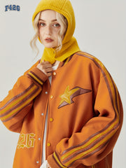 Y2k Graphic Baseball Coat Long Sleeve Snap Button Jacket