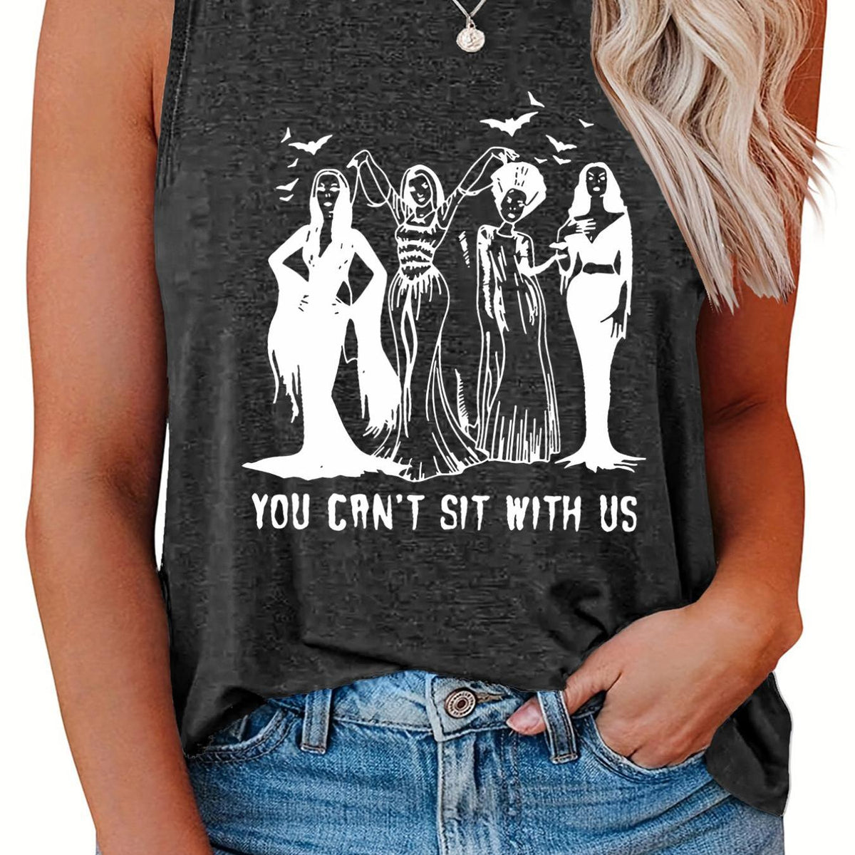  Halloween Casual Tank Top Women's Plus Slogan & Figure Print