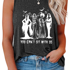  Halloween Casual Tank Top Women's Plus Slogan & Figure Print