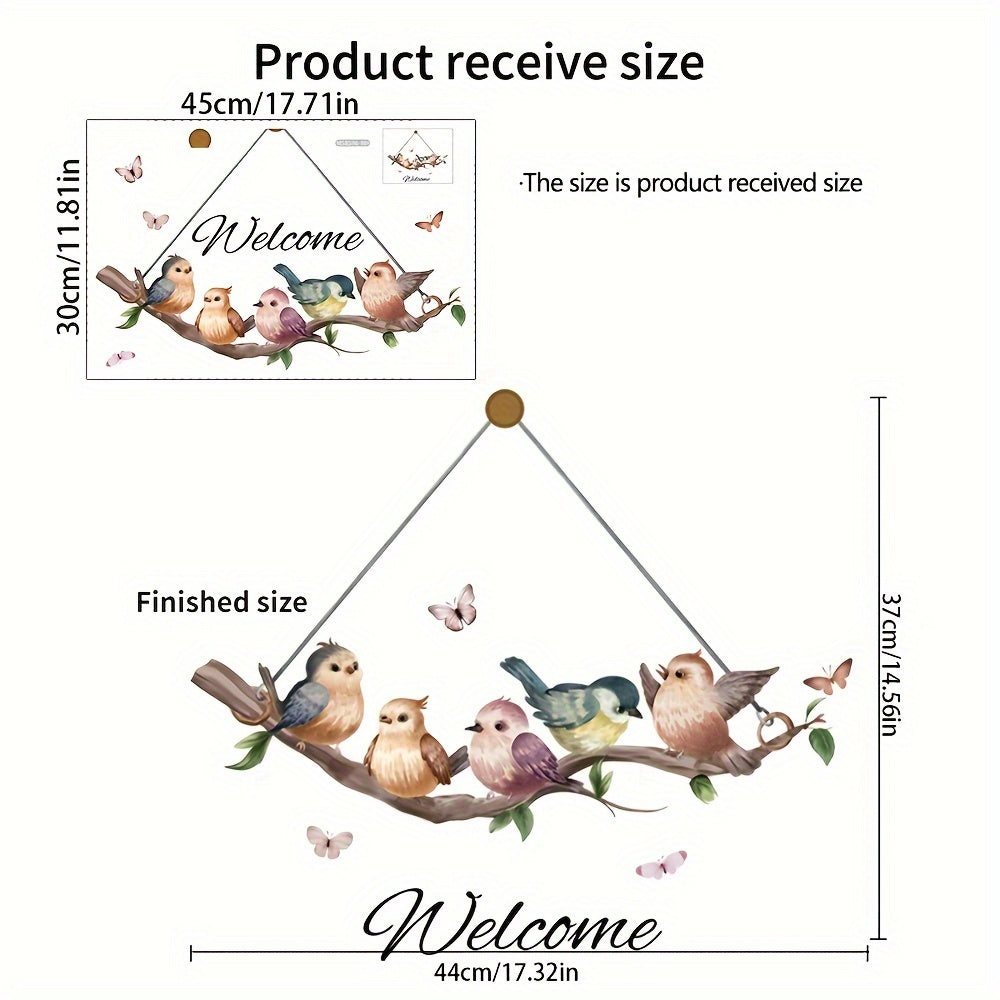 Front Door Welcome Sticker Branch Birds Door Placard Decals