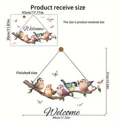 Front Door Welcome Sticker Branch Birds Door Placard Decals