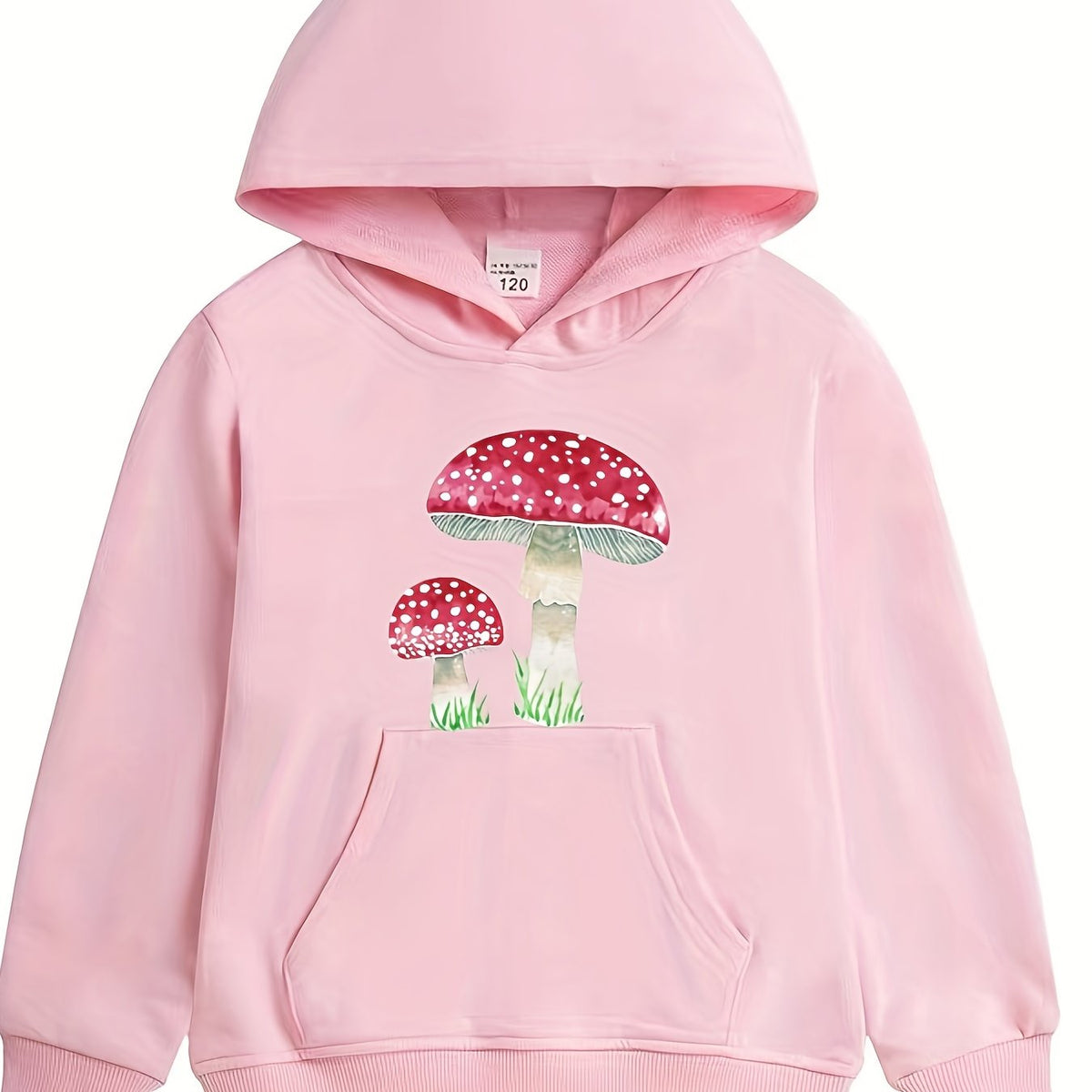 Girls Mushroom Print Hooded Sweatshirt Top Long Sleeve Hoodie Pullovers