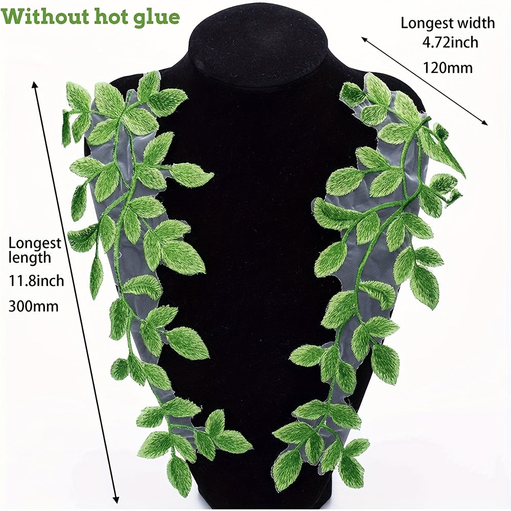 Green Embroidered Lace Pair Of Flowers Dress Decoration