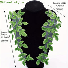 Green Embroidered Lace Pair Of Flowers Dress Decoration
