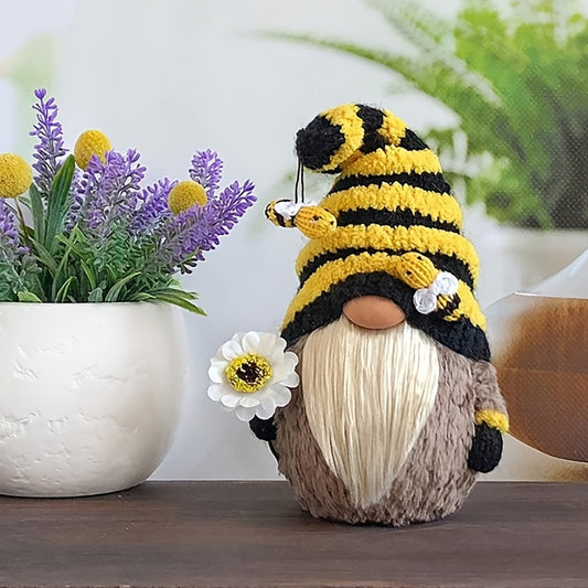 Bee Dwarf Sunflower Knitted Plush Doll Decoration