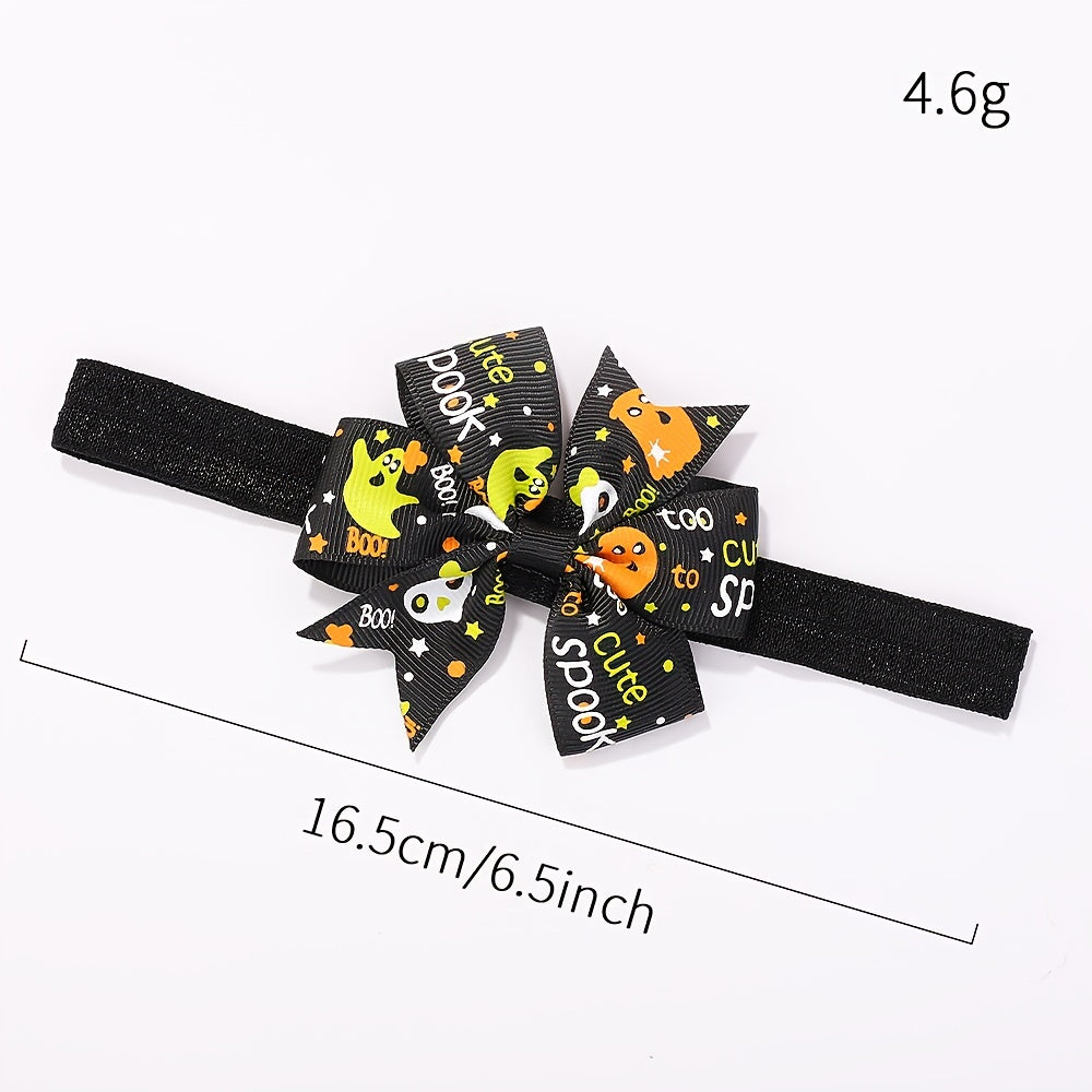4pcs Halloween Funny Bow Hairband Ghost Skull Print Bow Headbands