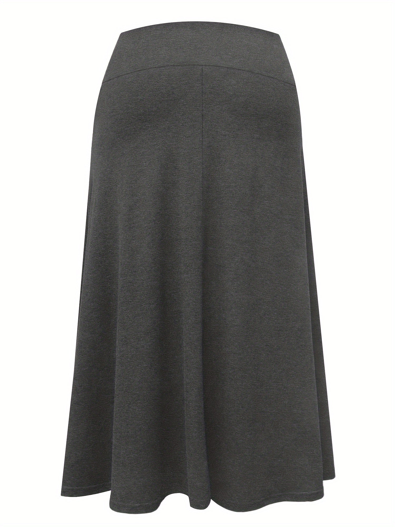  A-Line Stretch Skirt Wide Waistband Solid Color
