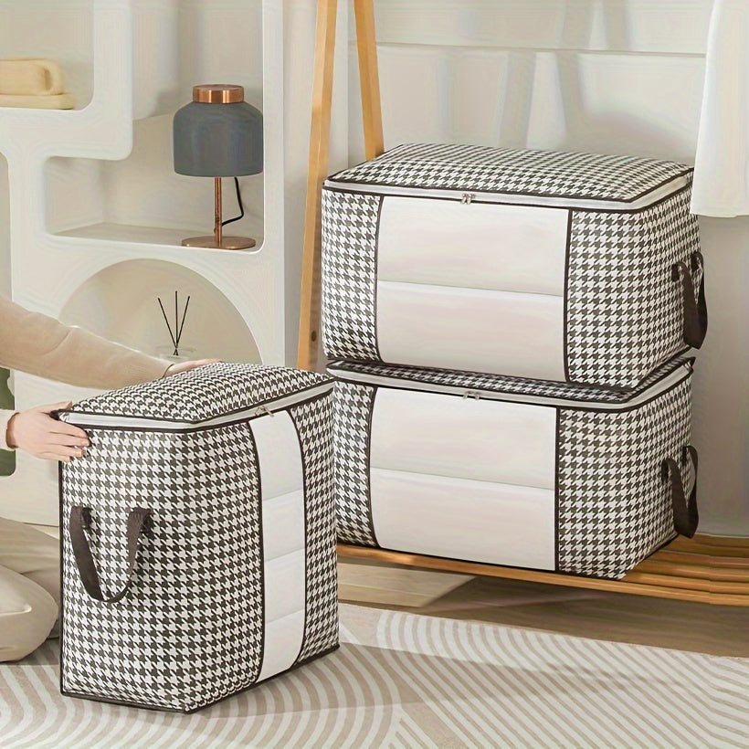 Large Capacity Zippered Clothes Storage Bag with Lids & Handles