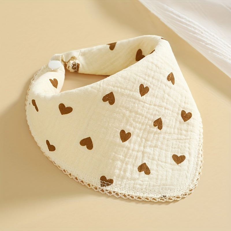 5pcs Cotton Crepe Baby Bibs Multipurpose Square Towels with Snap Button