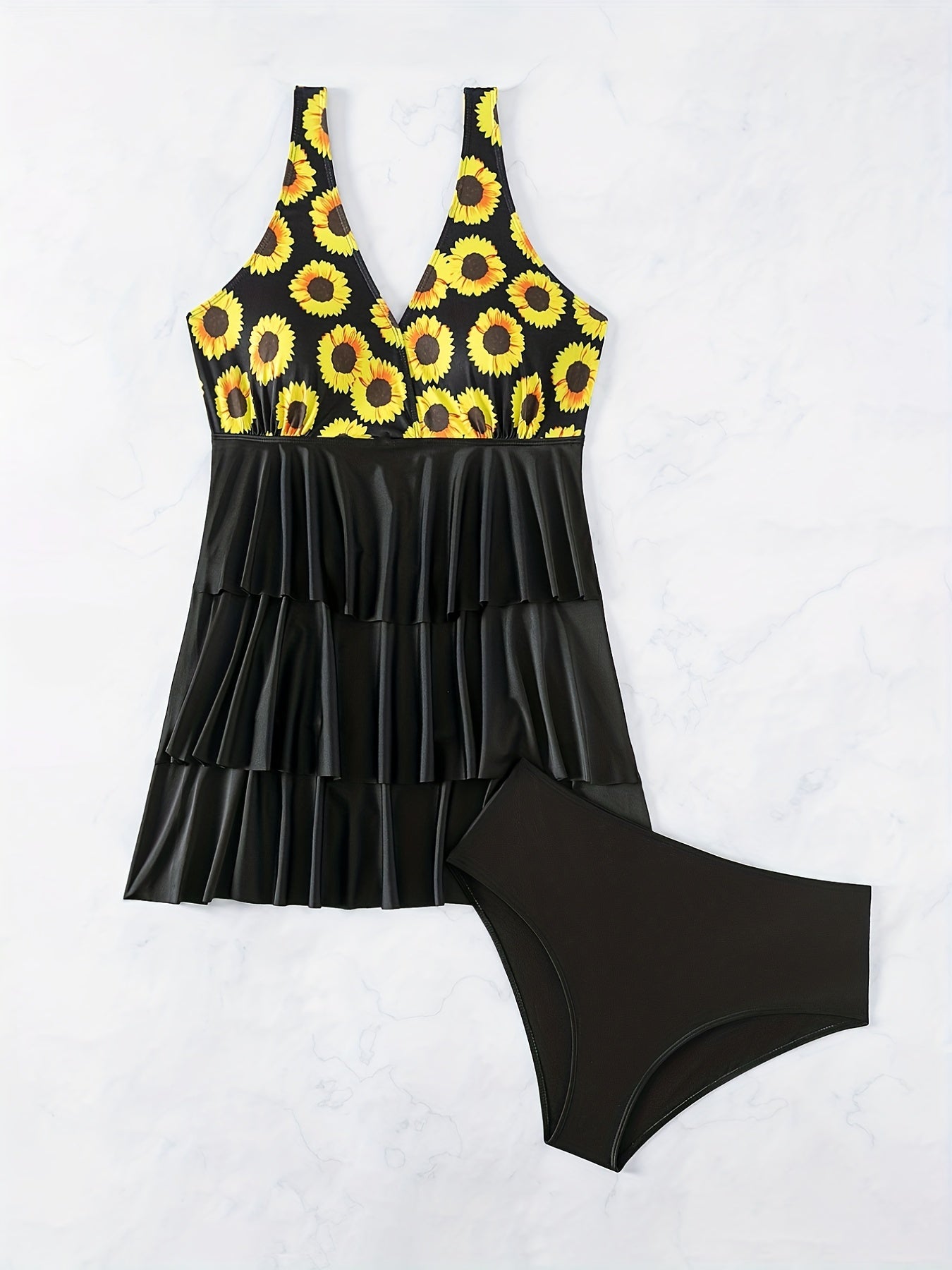  Sunflower Print Swimsuit Set Women's 2 Piece