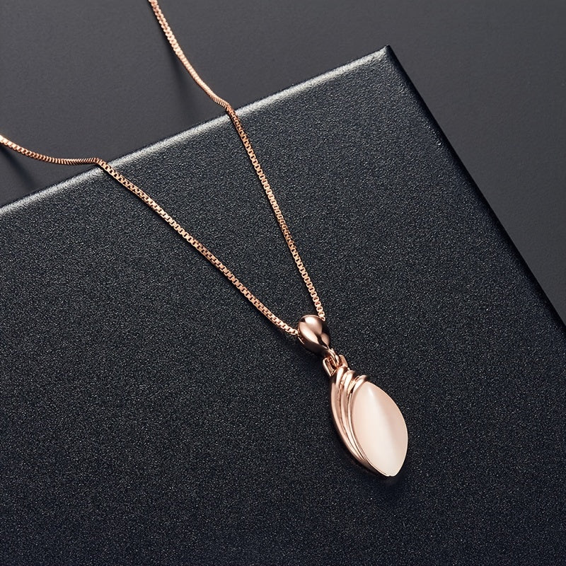 Oval Shape Pendant Necklace & Stud Earrings Set for Women & Girls