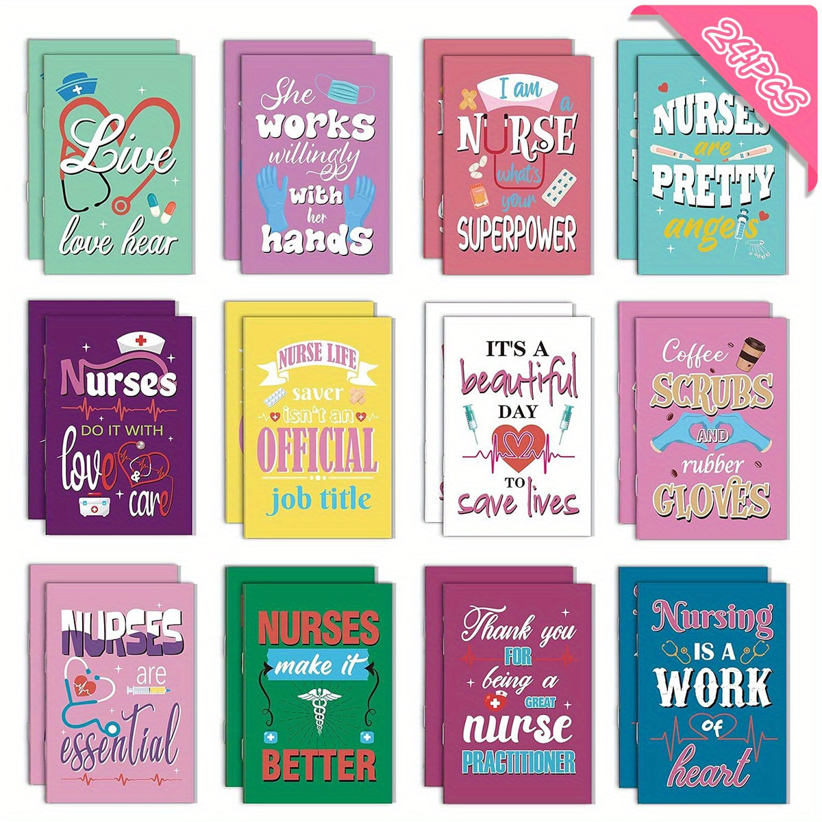 24pcs Nurses Week Mini Journals Notebook Bulk Appreciation Graduation Medical Nu
