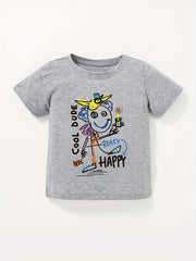 Boys Funny Mister Print T shirt Kids Short Sleeve Tee Top