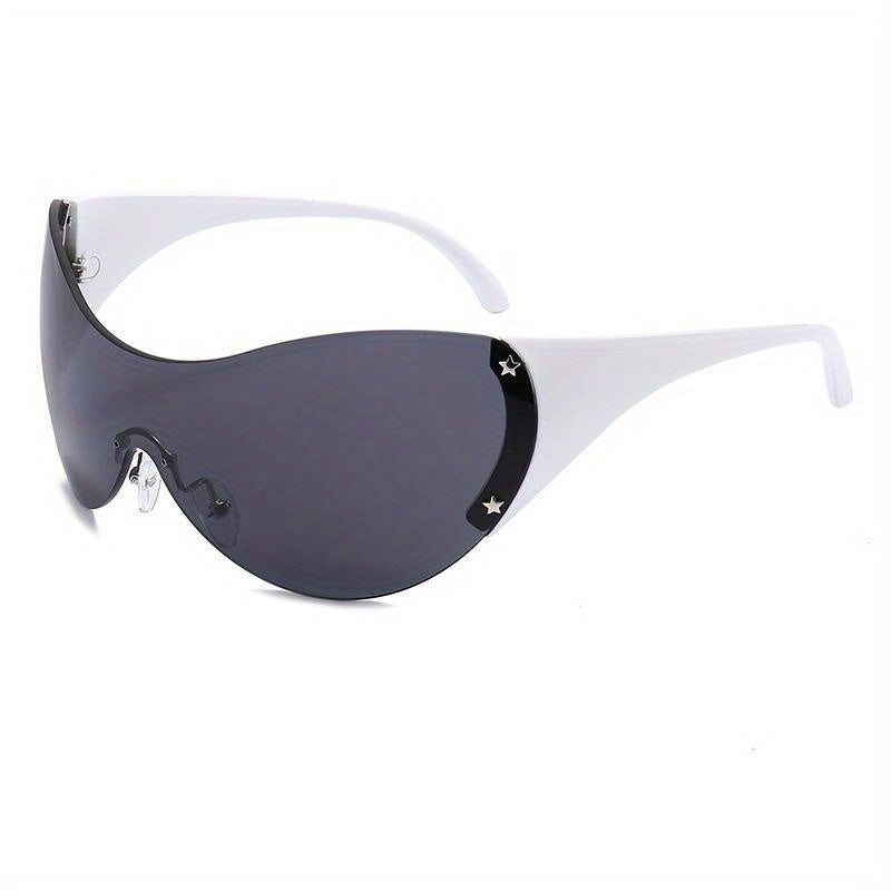 Star Detail Rimless Sports Sunglasses with Glass Box