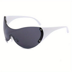 Star Detail Rimless Sports Sunglasses with Glass Box