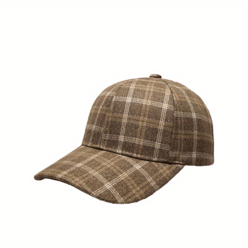 Vintage Plaid Casual Baseball Cap Sunscreen Cotton Blend Dad Hat Lightweight