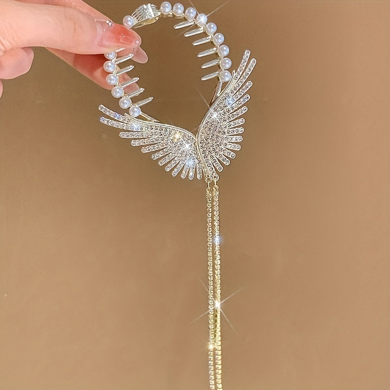 Angel Wings Tassel Rhinestone Hairpin For Women Girls Wedding