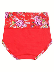5pcs Floral Print Briefs Comfy & Stretchy Intimates Panties
