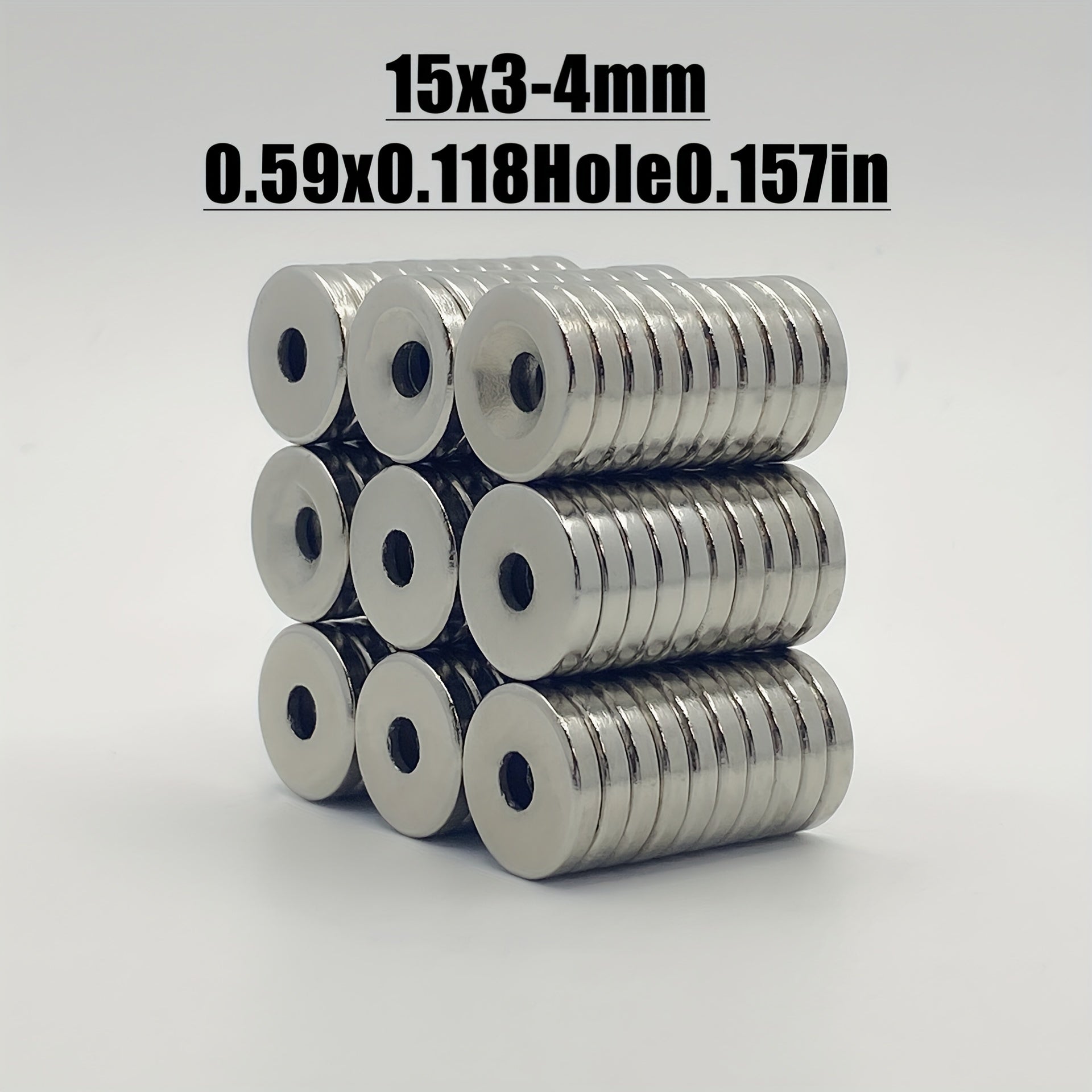 100pcs 15x3 Hole 4mm Strong Magnet w/Holes Small Rare Earth Magnets