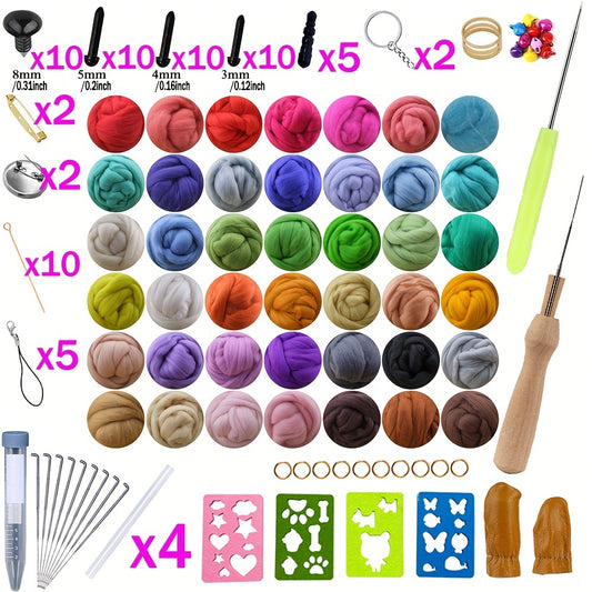 Needle Felting Kit 42 Colors Wool Roving Set with Tools