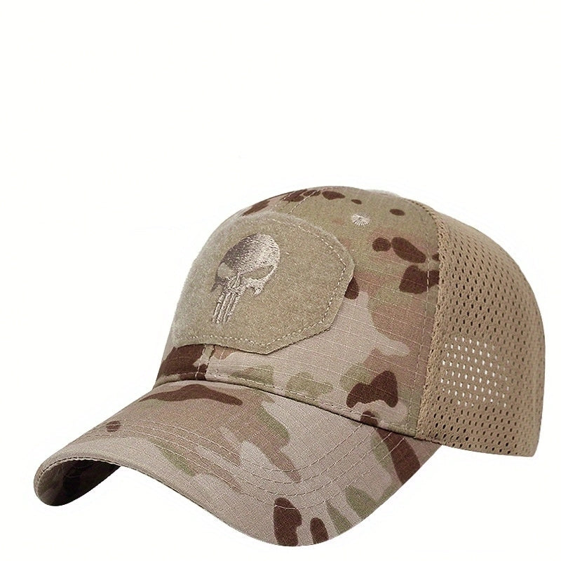 Camouflage Baseball Cap Skull Embroidery Patch Tactical Mesh Trucker Hat